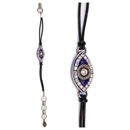 Cobalt Blue Evil Eye Bracelet with Clear Crystals | Jewelry | Judaica